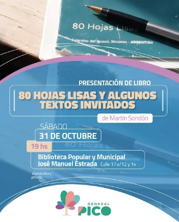 PRESENTARÁN EL LIBRO “80 HOJAS LISAS Y ALGUNOS TEXTOS INVITADOS” EN LA BIBLIOTECA “JOSÉ MANUEL ESTRADA” - Radio 37